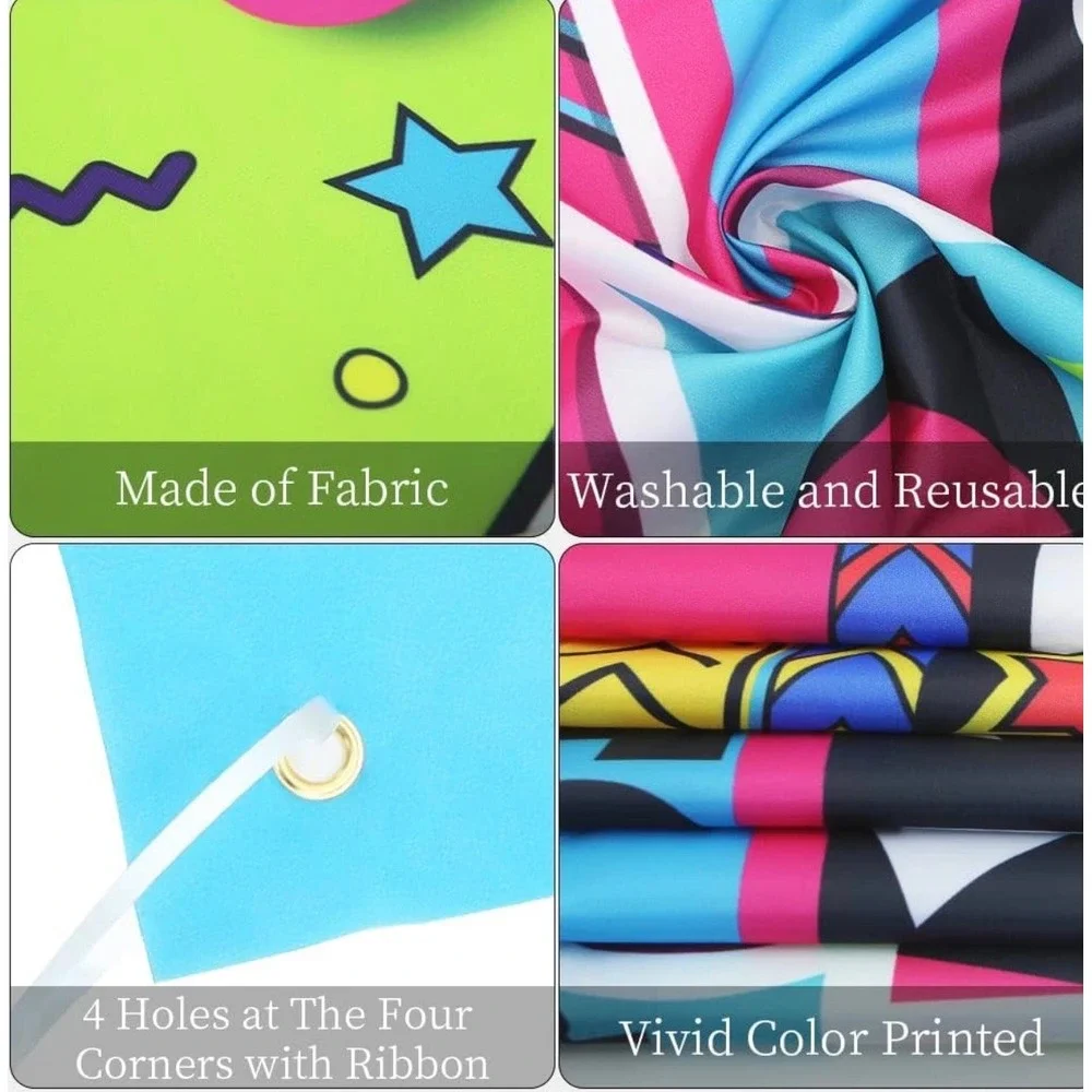 NWT Back to the 90s Retro Graffiti Party Photo Backdrop Banner 7x5 Ft